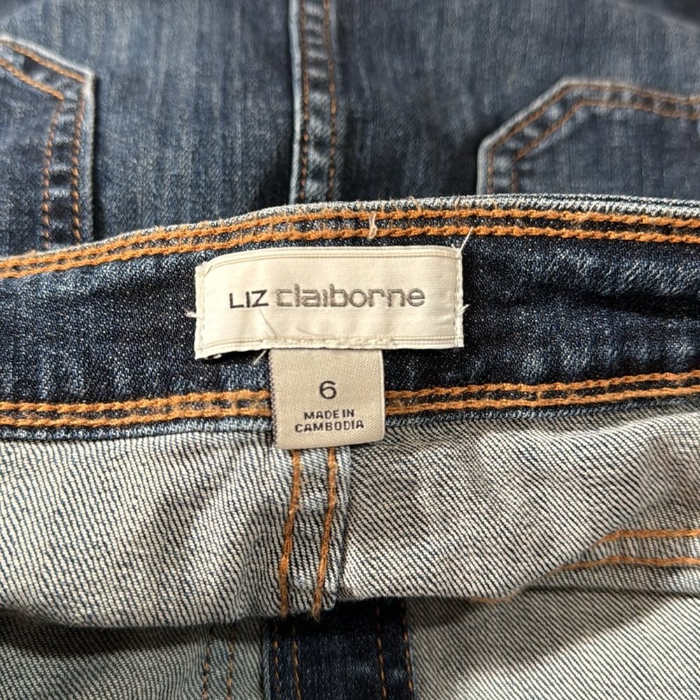 Liz Claiborne Dark Wash Jean Knee Skirt - Picture 4 of 7